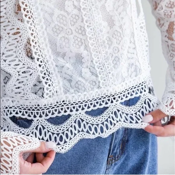 Last 1 L! 5 Star Rated New Bohemian Crochet Top with Back Zipper - Picture 7 of 15